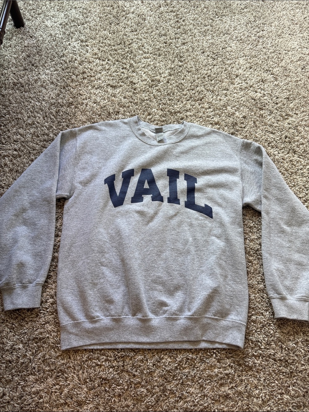 Gildan Heather Gray Crewneck with Navy VAIL Print